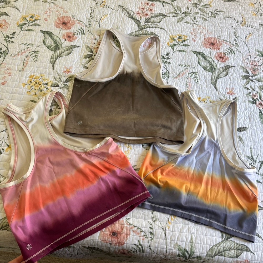 Athleta Tie-Dye Crop Tanks in Pink/Orange/Blue and Brown Variations - Picture 3 of 4